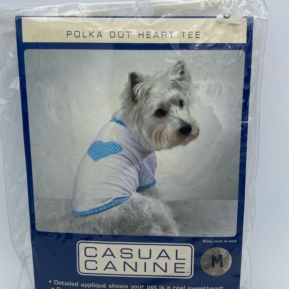 Casual Canine dog pet polka dot heart tee shirt sz M